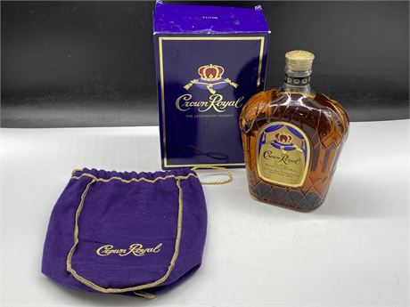 CROWN ROYAL CANADIAN WHISKEY - BOXED + UNOPENED