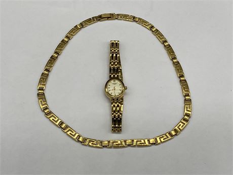 VINTAGE SWISS ROTARY WATCH WITH NECKLACE (18”)