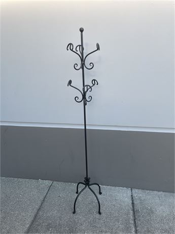 WROUGHT IRON HEAVY COAT STAND - 5’10” TALL