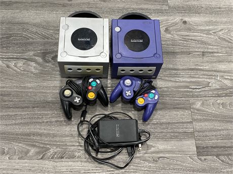 2 GAMECUBES, 2 CONTROLLERS, + POWER CORD (UNTESTED)