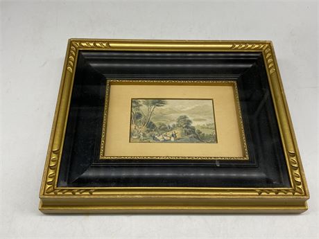 1860-1880 ‘BAXTER’ MINIATURE PICTURE IN SHADOW BOX FRAME (9.5”x8”)