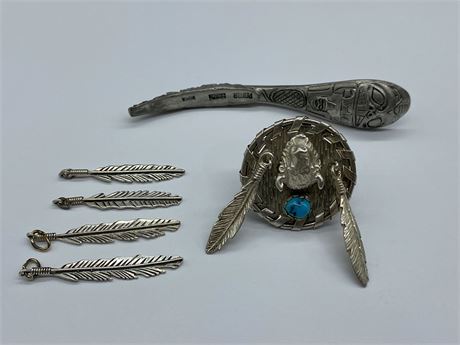 LOT OF NATIVE STYLE JEWELRY- SOME STERLING