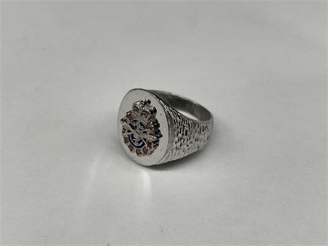 MILITARY TRI-SERVICE RING - MARKED STERLING - SMALL PINKY RING SIZE
