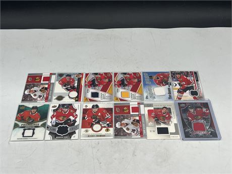 12 CHICAGO BLACKHAWKS PATCH CARDS
