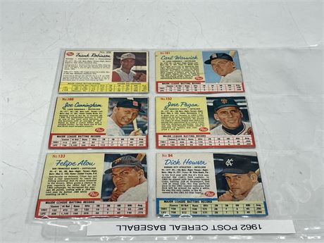 1962 POST CEREAL BASEBALL CARDS IN SHEET