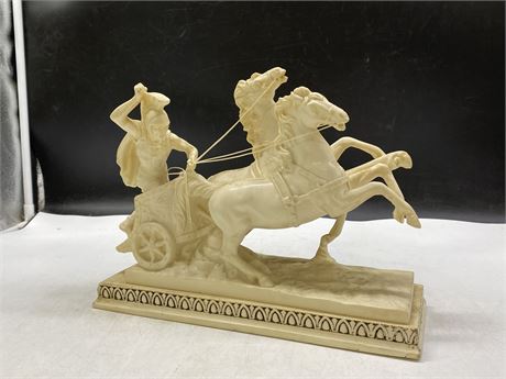 SIGNED ROMAN CHARIOT SCULPTURE - SIGNED A. SANTINI, MADE IN ITALY - 11.5’ LONG