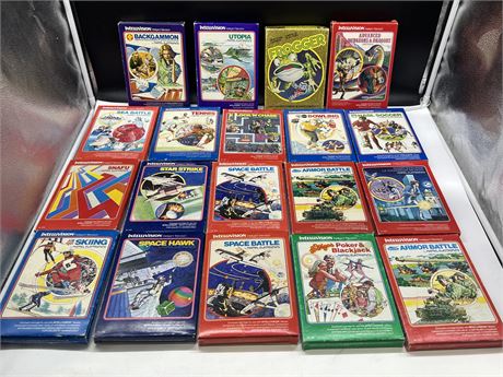 19 INTELLIVISION GAMES ALL W/INSTRUCTIONS & OVERLAYS - GOOD CONDITION