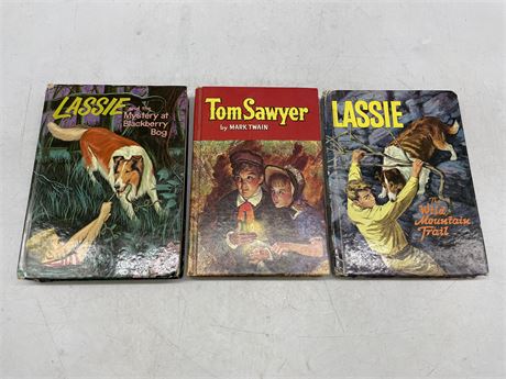 3 VINTAGE BOOKS - TOM SAWYER & LASSIE (2)