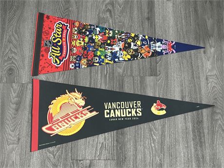 2 NHL PENNANTS - CANUCKS AND 2024 ALL-STAR GAME