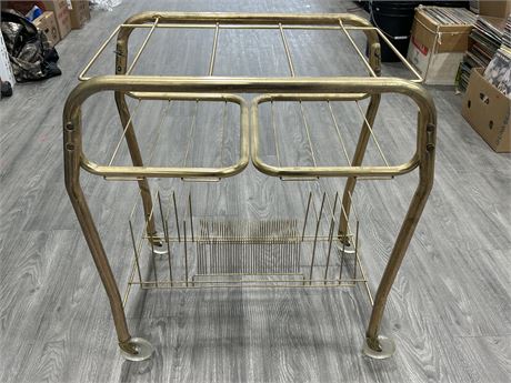 MCM ROLLING STEREO/RECORD HOLDER CART - 25” X 16” X 28”