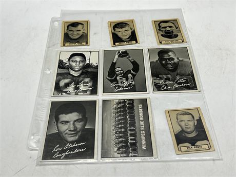 (9) 1961 & 1962 CFL CARDS