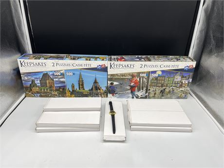 (2) 1000PC PUZZLES - 10 SMALL WRIST WATCHES