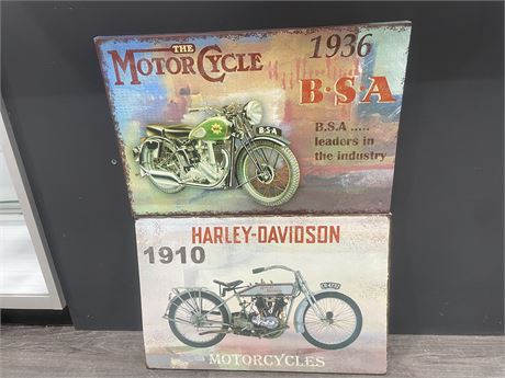 2 MOTORCYCLE PRINTS HARLEY DAVIDSON, ETC LARGEST 23”x15”