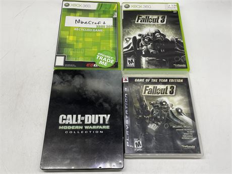 3 XBOX 360 GAMES & 1 PS3 GAME