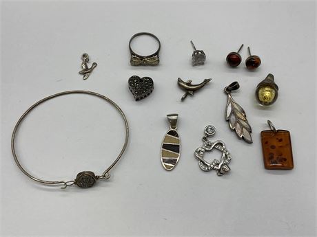 LOT OF 925/STERLING SILVER & OTHER JEWELRY MIX