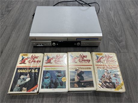 JVC DVD/VHS HR-XVC1U W/4 VINTAGE DISNEY VHS