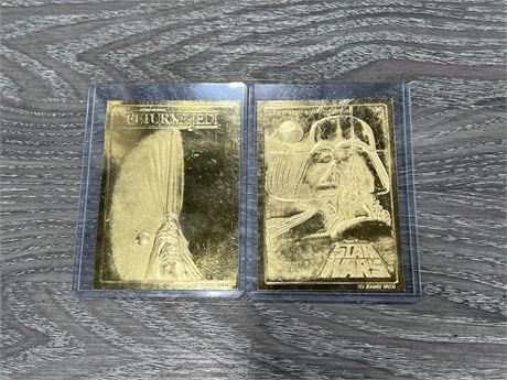 2 STARWARS 23K GOLD FOIL ART CARDS