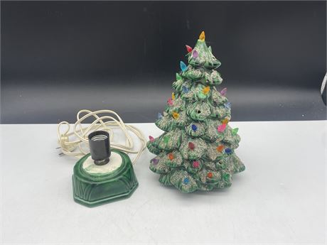 9” VINTAGE PORCELAIN CHRISTMAS TREE LAMP - MISSING A FEW BULBS