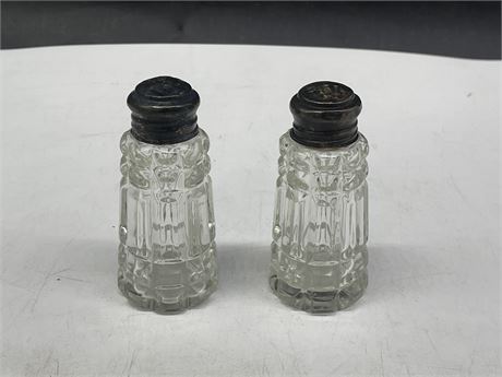 STERLING SILVER SALT AND PEPPER SHAKERS (3.5” TALL)
