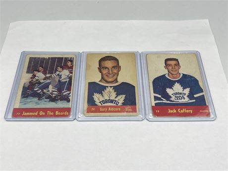 (3) 1956-57 PARKHURST CARDS - 2 ARE ROOKIES