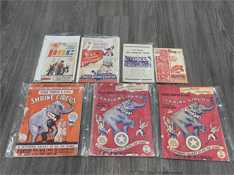 LOT OF EARLY CIRCUS AND PNE ADVERTISING - 1950S AND UP
