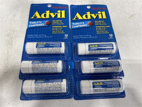 6 NEW/SEALED TRAVEL SIZED ADVILS - ALL EXPIRE 2025/10