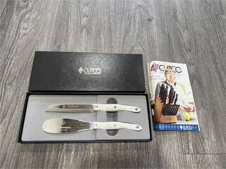 NEW IN BOX CUTCO KNIFE SET - SERRATED BREAD & SPREADER - PEARL HANDLES