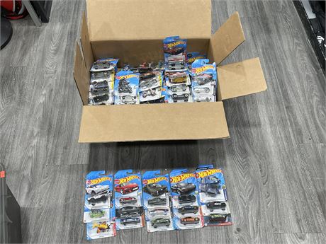 BOX OF 100+ NEW MODERN HOT WHEELS COLLECTABLE CARS