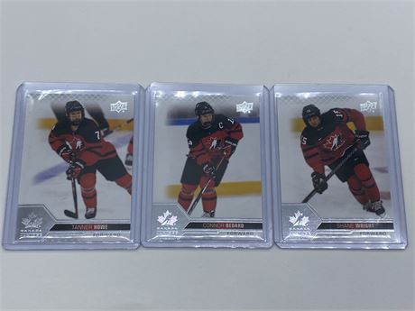 3 HOCKEY CARDS - CONNOR BEDARD ROOKIE, TANNER HOWE & SHANE WRIGHT