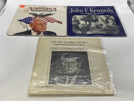3 AMERICA/JOHN F. KENNEDY RECORDS - EXCELLENT (E)