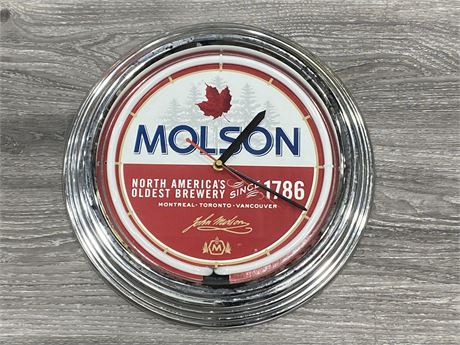 MOLSON LIGHT UP CLOCK - NEEDS BATTERIES (14.5”)