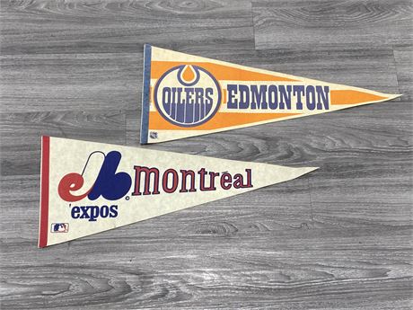 2 VINTAGE SPORTS BANNERS (29” LONG)