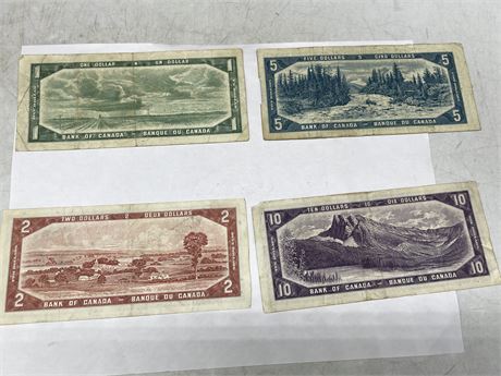 1954 - $1, $2, $5, $10 BILLS