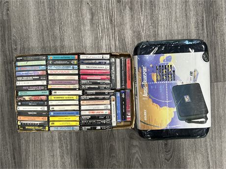 FLAT OF MOSTLY ROCK CASSETTES + NEW CARRY CASE