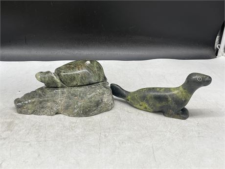 2 INUIT STONE CARVINGS 7”