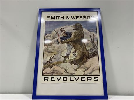SMITH & WESSON REVOLVERS FRAMED PRINT 21x29”