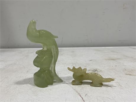 PAIR OF CHINESE CARVED JADE PIECES - 5” TALL