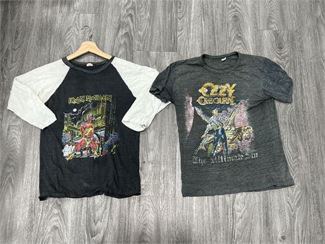 VINTAGE IRON MAIDEN & OZZY OSBOURNE SHIRTS SIZE L - FITS SMALLER THAN L
