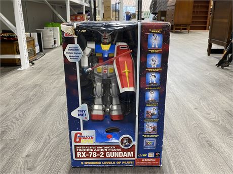 LARGE INTERACTIVE MOTORIZED MOBILE SUIT GUNDAM FIGURE - MIP - APPROX 12” TALL