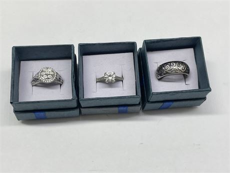 3 925 STERLING SILVER RINGS SIZES 6.75 & 8