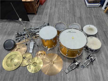 LOT OF DRUMS & DRUM ACCESSORIES - SOME NEED NEW DRUM HEADS