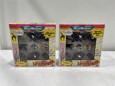 2 VINTAGE SPIDER-MAN MICRO MACHINES COLLECTOR SETS IN BOX