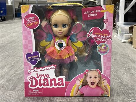 NEW IN BOX POCKETWATCH LOVE DIANA LIGHT UP DOLL