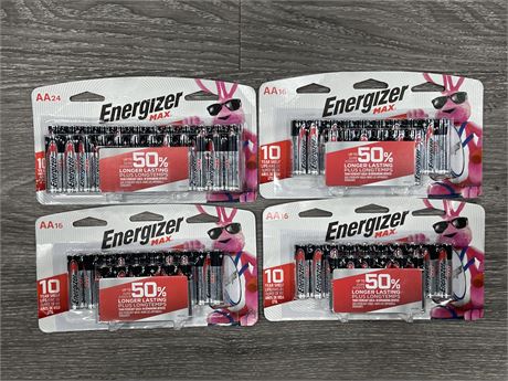 (4) NEW PACKS OF ENERGIZER MAX BATTERIES