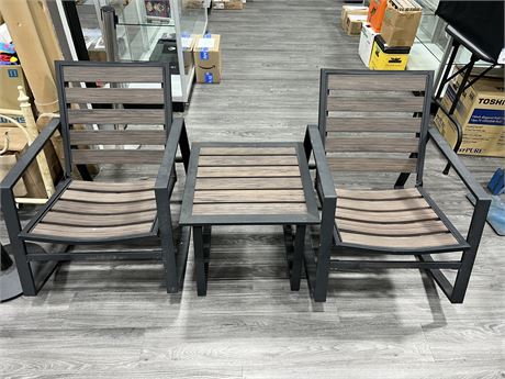 METAL PATIO SET - 2 ROCKING CHAIRS & TABLE