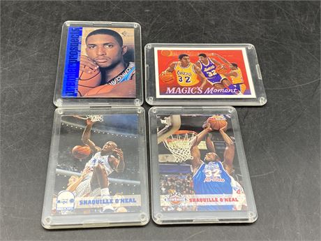 4 NBA CARDS INCLUDING ROOKIE ABDUR-RAHIM & 2 2ND YEAR SHAQS