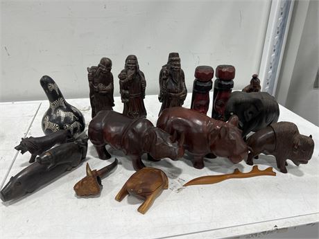 WOOD CARVING LOT - TALLEST IS 9.5”