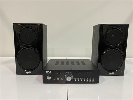 PYLE STEREO AMP & 2 SOUNDSTAGE SPEAKERS (working)