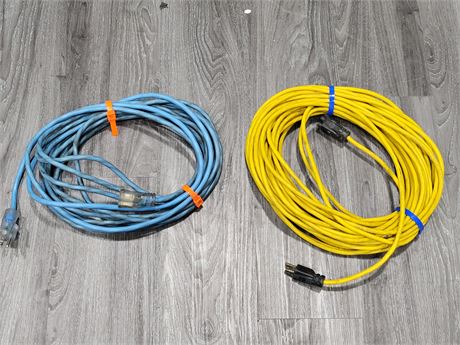 EXTENSION CORDS, 25FT BLUE & 100FT YELLOW