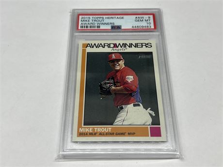 PSA 10 MIKE TROUT 2015 TOPPS HERITAGE AWARD WINNERS